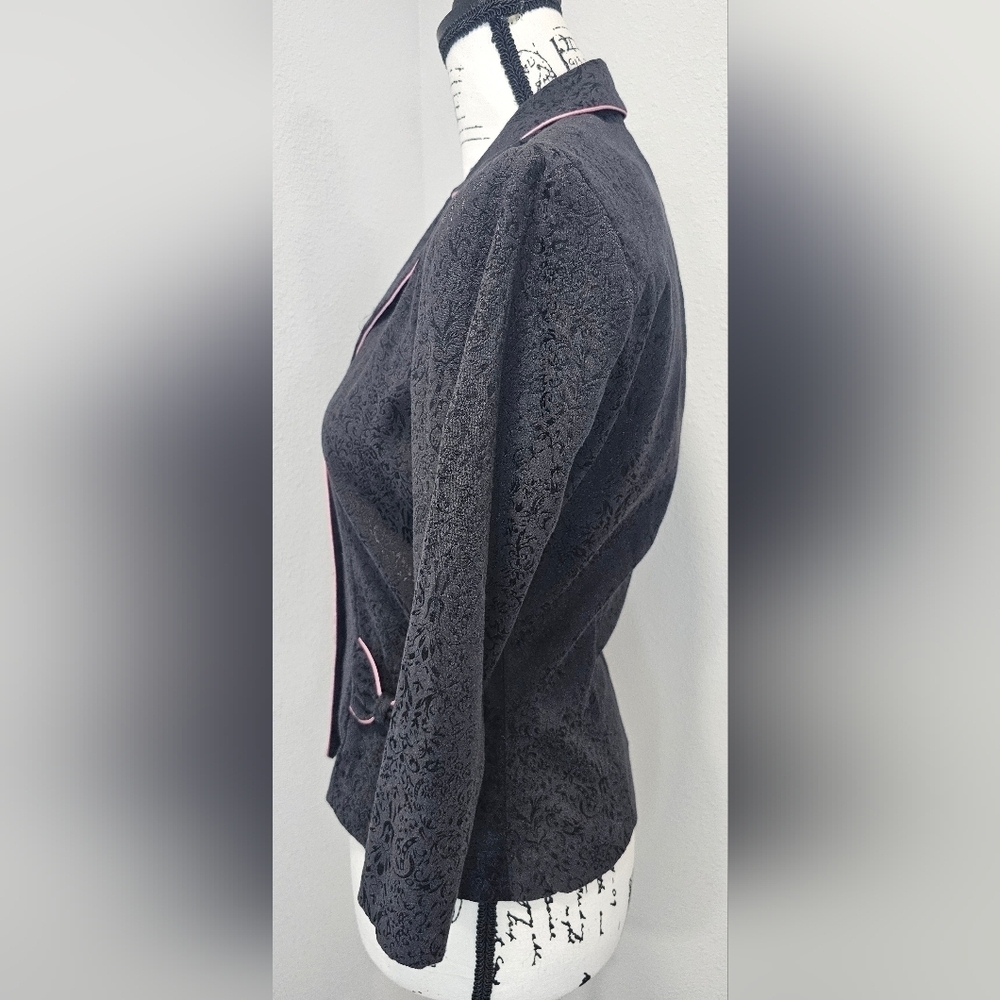 My Michelle Women's Junior Black Blazer Pink Trim Size 5/6 Career Office Jacket - Picture 5 of 15